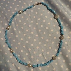 Turquoise and Pearl Beaded Necklace